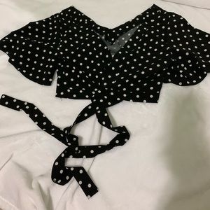 Polka dot front tie top